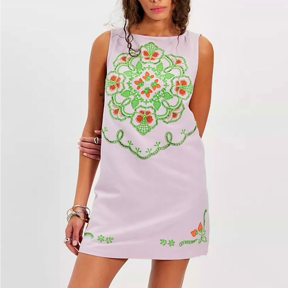 Free People- Electric Garden Mini Dress in Pale Orchid Combo